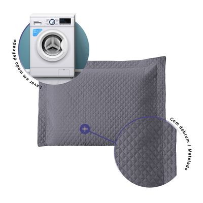 Porta Travesseiro Avulso 70cm x 50cm 1 Peça Prime Ultrassônico 100% Poliéster - Cinza