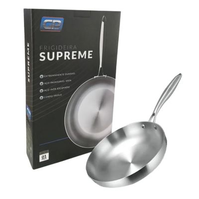 Frigideira Supreme Total Inox Corpo Triplo 1,7 Litros No 24 - Gp Inox Cinza