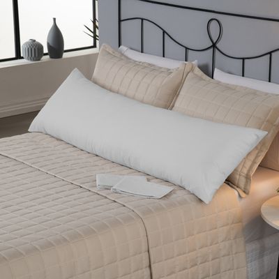 Capa Para Travesseiro Fofuxão 1 Peça 1,46m x 46cm 80% Algodão / 20% Poliéster Percal 140 Fios Com Zíper - Branco