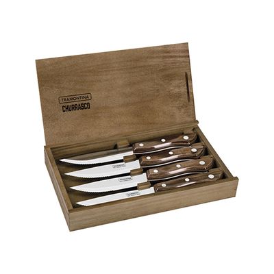 Conjunto de Facas Jumbo para Churrasco Polywood Castanho 4pçs - Tramontina Marrom