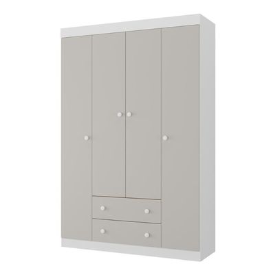 Guarda-roupa Infantil 122cm 4 Portas E 2 Gavetas Encanto Multimóveis Mp4448 Branco/off White Branco/off White
