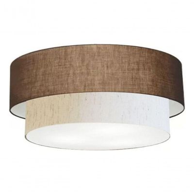 Plafon Duplo Cilíndrico Vivare Md-3065 Cúpula Em Tecido 80x70cm - Bivolt Café-linho-bege 127/220v