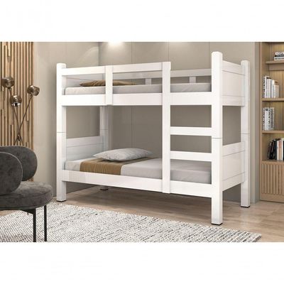Beliche Vitamov Branco Versátil Vira 2 Camas Estrado 100% Madeira Pés 7,5x7,5 Cm