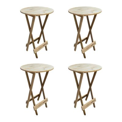 Kit 4 Mesas Bistrô De Madeira Dobrável Para Restaurante - Sem Pintura / Crua