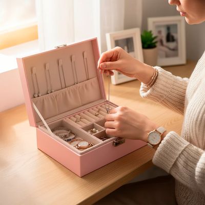 Maleta Porta Joia Organizadora Elegante Cor:Rosa