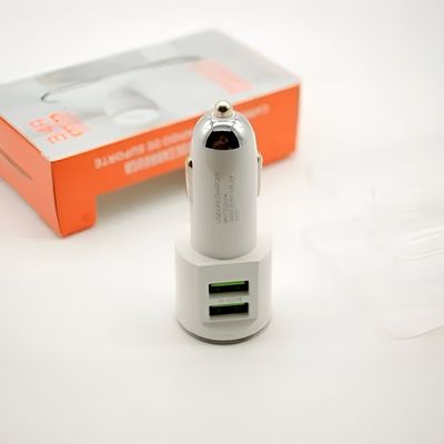 Fonte Veicular Carregador Cabo 2 Entradas USB Branco