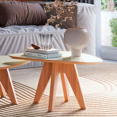 Mesa de Centro Para Sala de Estar Orgânica Alta Selly D03 Off White Freijó - Lyam Decor