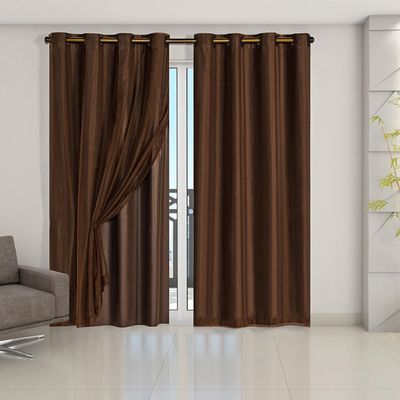 Cortina Blackout Voil Liso 2,80m x 2,80m Voil 100% Poliéster/Forro 100% PVC - Marrom