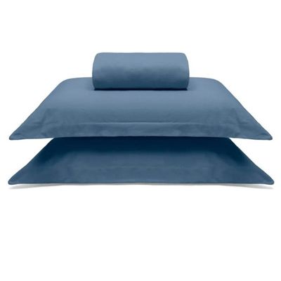 Jogo de Cama Buettner Solteiro Malha Liso 2 Peças Image Azul Marinho