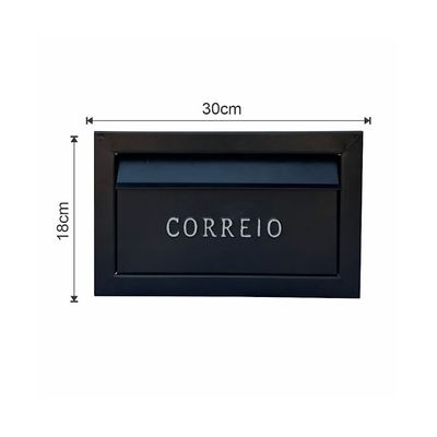Caixa de Correio Cartas Para Muro Detras Preta 15x23x30cm