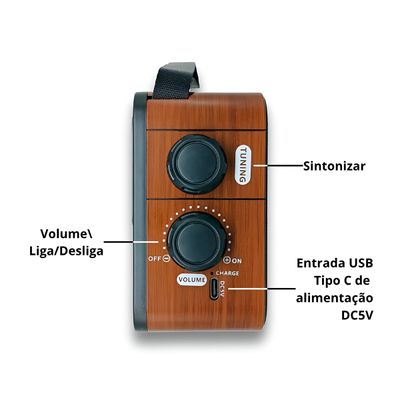 Rádio Bluetooth Vintage Retrô FM/AM/SW