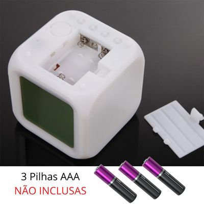 Relógio Cubo Digital Led Colorido Alarme