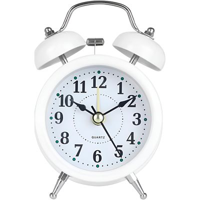 Relógio Despertador Retrô Branco Metal