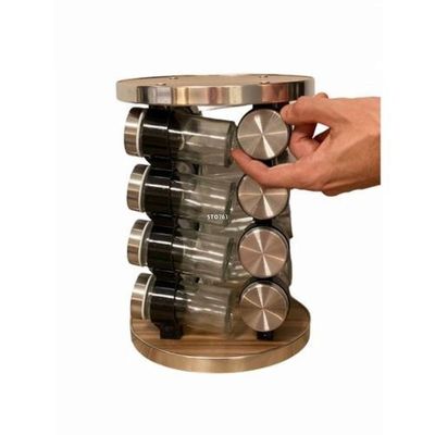 Torre Porta Condimento Inox 16 Potes Giratorio