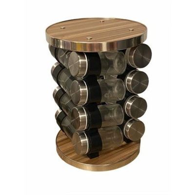 Torre Porta Condimento Inox 16 Potes Giratorio