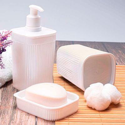 Porta Cotonete Plasútil Classic com Frisos Branco