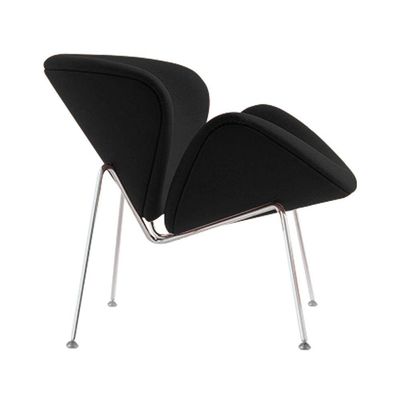 Poltrona Design Trevo Suede Preto Base Cromada