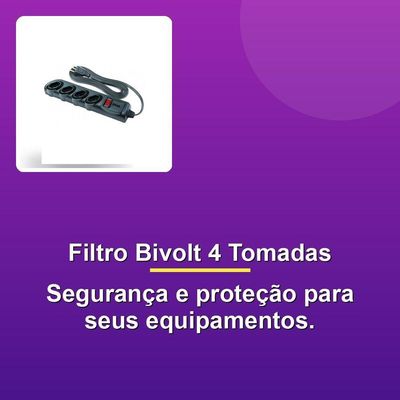 Filtro De Linha Bivolt 4 Tomadas 3 Metros - 62329