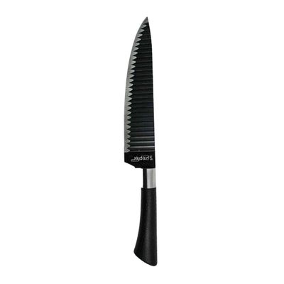 Jogo de Facas 6 Peças Com Tesoura Aço Inox Preto - Precisão e Durabilidade para Sua Cozinha