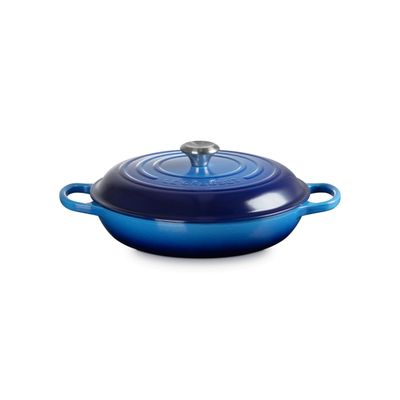 KIT LE CREUSET PANELA 20CM CAÇAROLA 26CM E GRELHA QUADRADA 26CM EM FERRO FUNDIDO AZURE BLUE