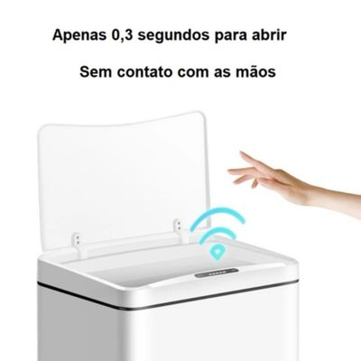 Lixeira Automática Cinza Escovado Retangular 50 Lts Sensor