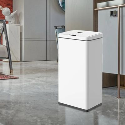 Lixeira Automática Cinza Escovado Retangular 50 Lts Sensor
