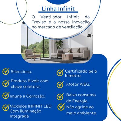 Ventilador de Teto Treviso Infinit Preto Bivolt