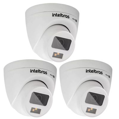 Kit 3 Câmeras de Segurança Intelbras Multi Hd 20m Vhd 1120 D Full Color Imagem Colorida Noite e Dia