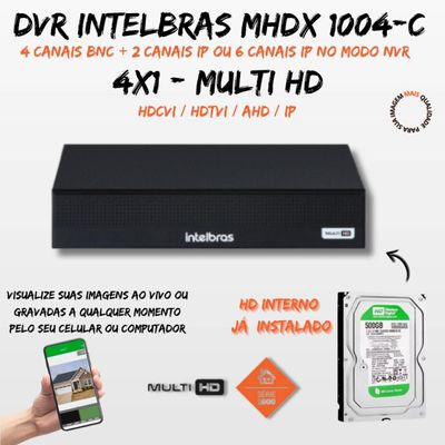 Kit 1 Câmera Segurança FullColor Visão Noturna Colorida Dvr Intelbras 1004c Hd 500gb