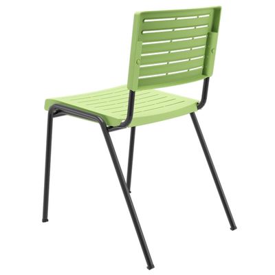 Kit 02 Cadeiras Empilhável Fixa Escritório Multiuso Base Preta Kimi P03 Verde Claro - Lyam Decor