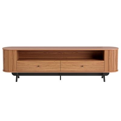 Rack Para Sala de Estar TV 60 Pol Orgânico 220cm Penina D03 Freijó Preto Fosco - Lyam Decor