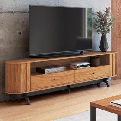 Rack Para Sala de Estar TV 60 Pol Orgânico 220cm Penina D03 Freijó Preto Fosco - Lyam Decor