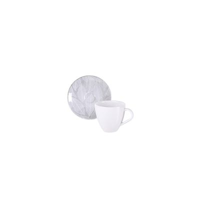 Conjunto Xícara e Pires de Café Tramontina Arbo em Porcelana Decorada 95 ml 2 Peças