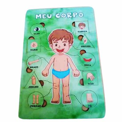 Quebra-Cabeça Meu Corpo -  Menino - Madeira - Marcio Artesanatos