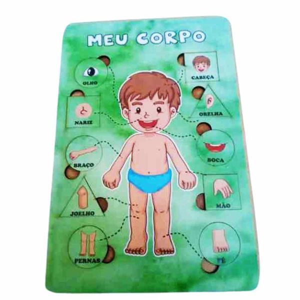 Quebra-Cabeça Meu Corpo - Menino - Madeira - Marcio Artesanatos