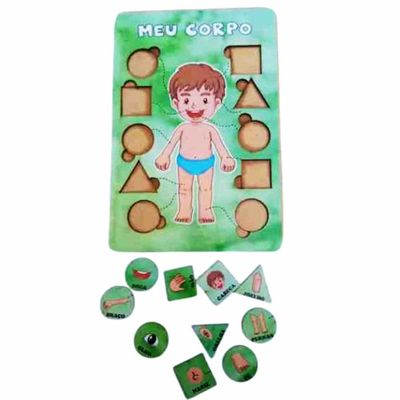 Quebra-Cabeça Meu Corpo -  Menino - Madeira - Marcio Artesanatos