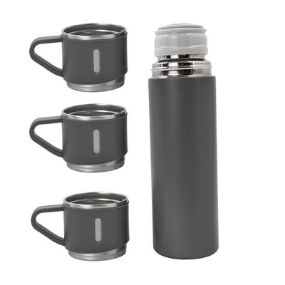 Garrafa Térmica Parede Dupla 3 Copo Aço Inox Squeeze 500ml Cor:Preto