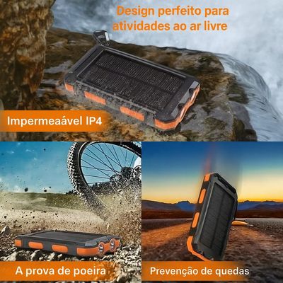 Power Bank Solar Portátil 10000mAh - Azul