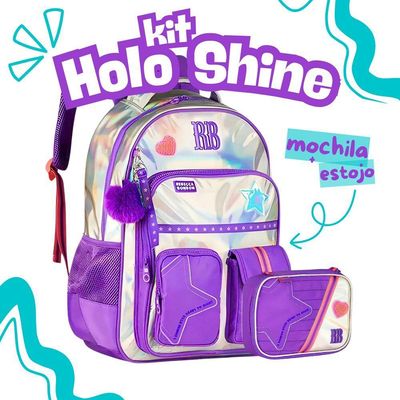 Kit Mochila De Costas E Estojo Roxo 17,5 Rb27020