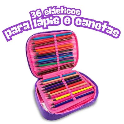 Kit Mochila De Costas E Estojo Roxo 17,5 Rb27020