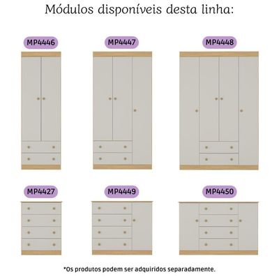 Cômoda Infantil 65cm Com 4 Gavetas Encanto Multimóveis Mp4427 Madeirado/off White Madeirado/off White