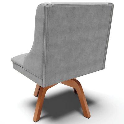 Kit 5 Cadeiras Decorativas Sala de Jantar Base Giratória de Madeira Firenze Suede Cinza/Natural G19 - Gran Belo