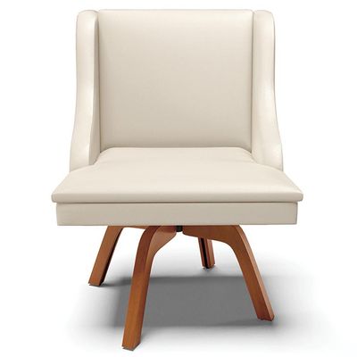 Kit 2 Cadeiras Decorativas Sala de Jantar Base Giratória de Madeira Firenze PU Bege/Natural G19 - Gran Belo