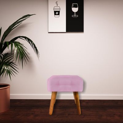 Puff Decorativo Pés Palito Karen Suede Rosa - Gran Belo
