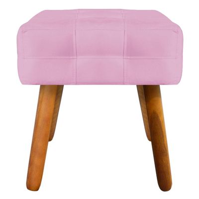 Puff Decorativo Pés Palito Karen Suede Rosa - Gran Belo