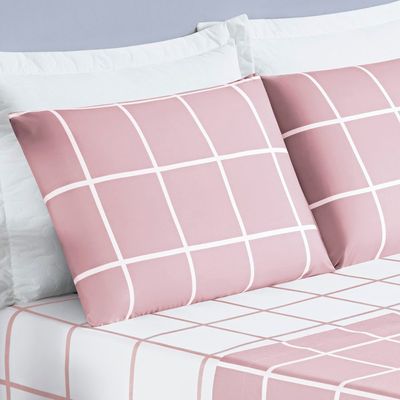 Jogo de Cama Com Lençol de Cima 200 fios Austin Casal 04 Peças - Rosa