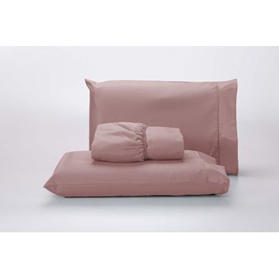 Jogo Lençol 400 Fios Ponto Palito Cama Solteiro 2Pçs Poliéster - Rose