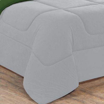 Kit Edredom Malha 100% Algodão Gran Moratta 3 Peças Queen - Cinza/Verde Bandeira
