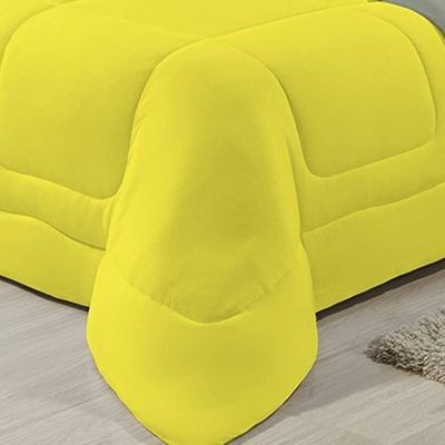Edredom Dupla Face 100% Algodão Malha Queen Gran Moratta 01 Peça - Cinza/ Amarelo