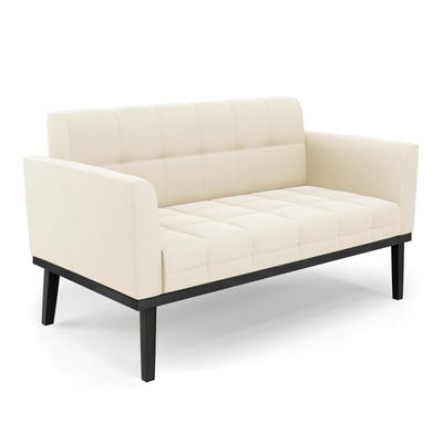 Poltrona Namoradeira Decorativa Karen Pés Fixo em Madeira Preto Veludo Bege G19 - Gran Belo